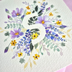 Carte aquarelle monogramme